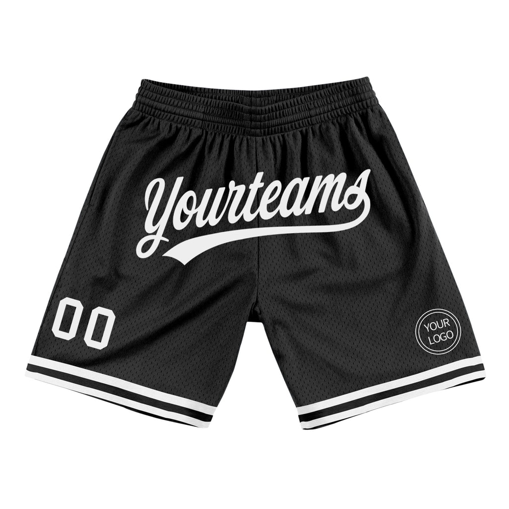 Custom Black White Authentic Throwback Basketball Shorts photo 1