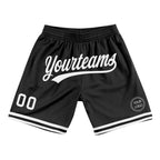 Custom Black White Authentic Throwback Basketball Shorts photo 1