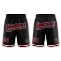 Custom Black Maroon-Cream Authentic Throwback Basketball Shorts