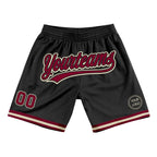 Custom Black Maroon-Cream Authentic Throwback Basketball Shorts photo 1