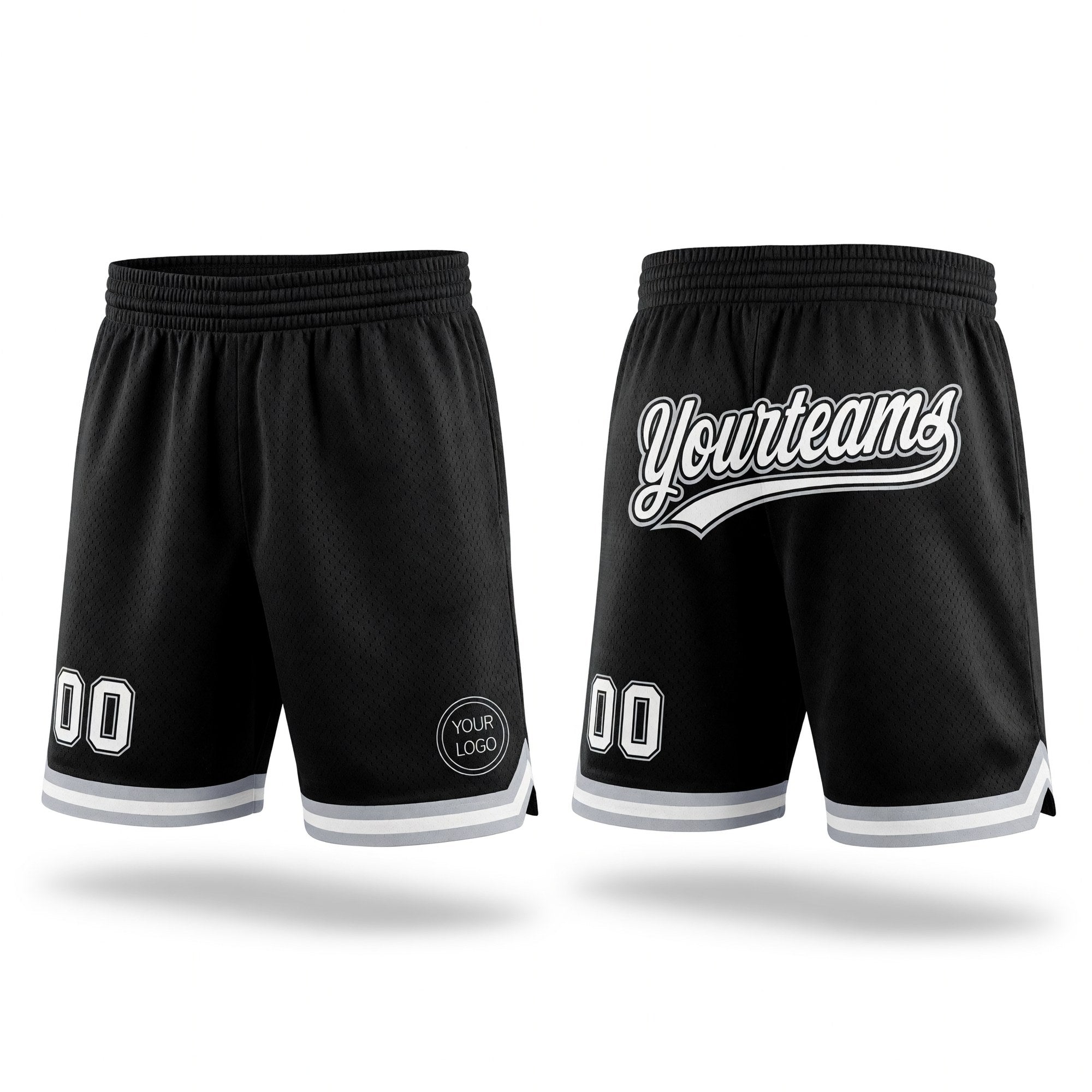 Custom Black White-Gray Authentic Throwback Basketball Shorts
