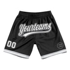 Custom Black White-Gray Authentic Throwback Basketball Shorts photo 1