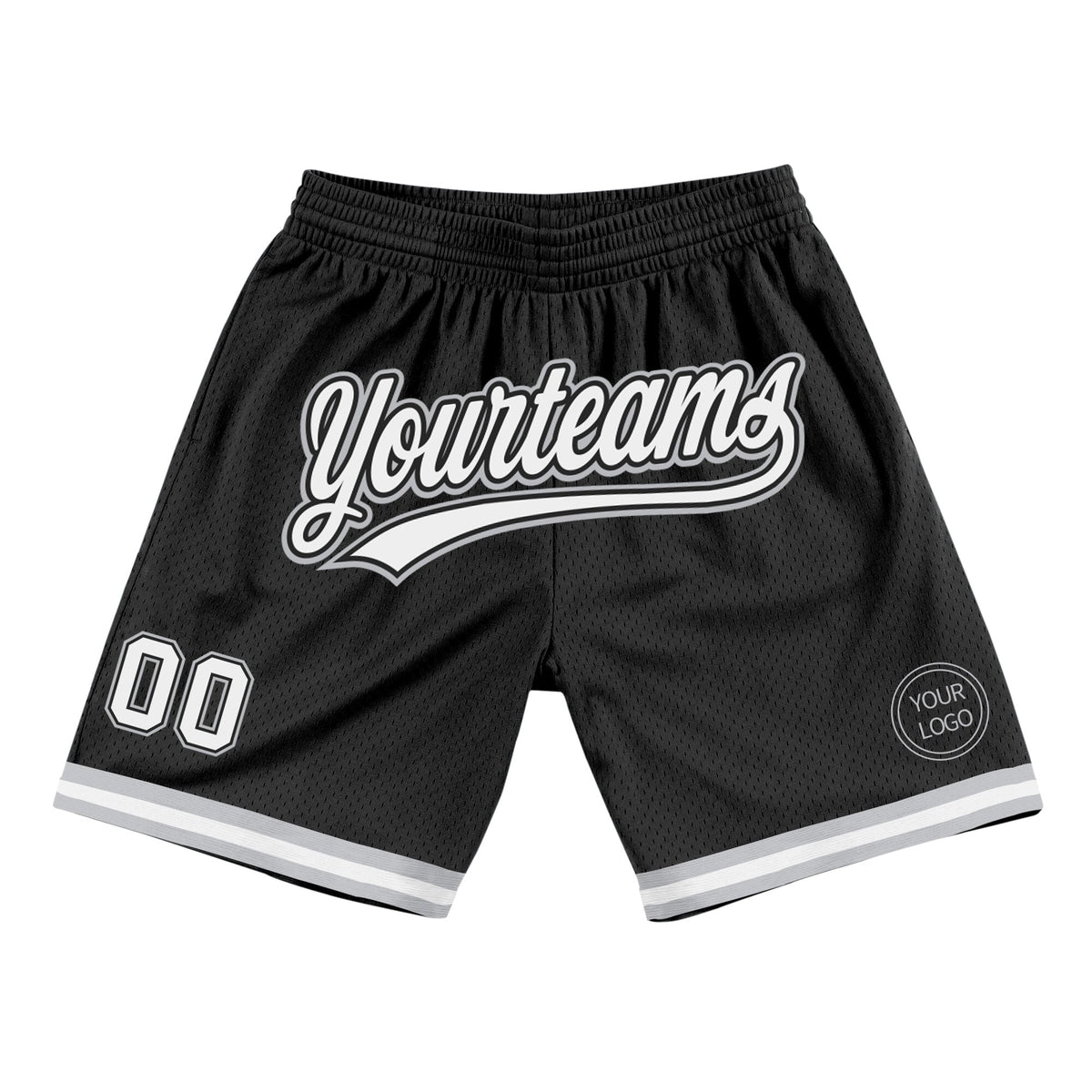 Custom Black White-Gray Authentic Throwback Basketball Shorts photo 1