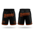 Custom Black Orange Authentic Throwback Basketball Shorts