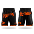 Custom Black Orange Authentic Throwback Basketball Shorts