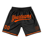 Custom Black Orange Authentic Throwback Basketball Shorts photo 1