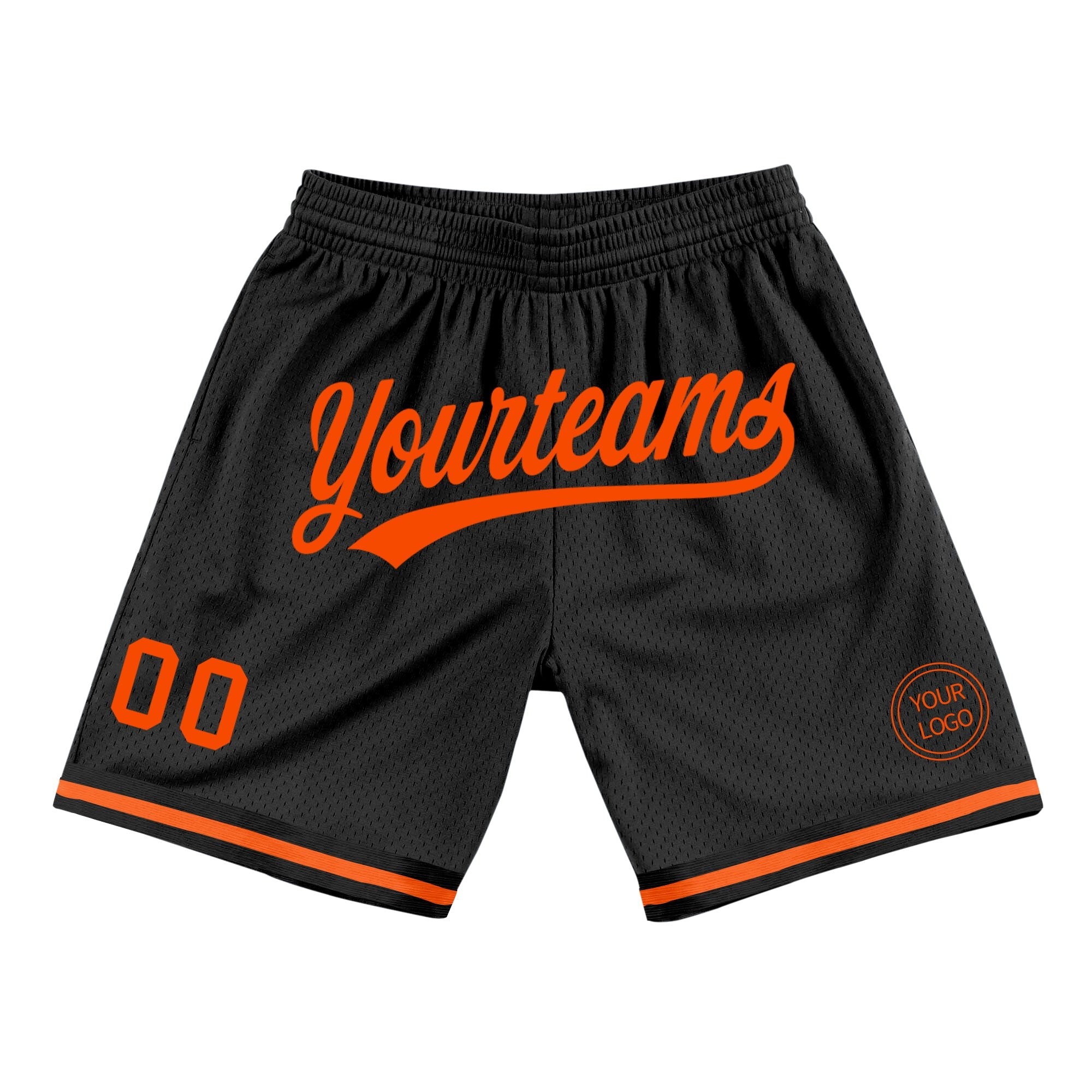 Custom Black Orange Authentic Throwback Basketball Shorts photo 1