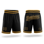 Custom Black Old Gold Authentic Throwback Basketball Shorts