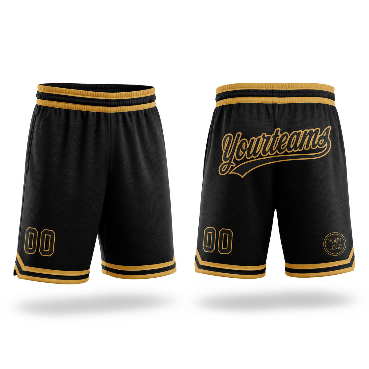 Custom Black Old Gold Authentic Throwback Basketball Shorts