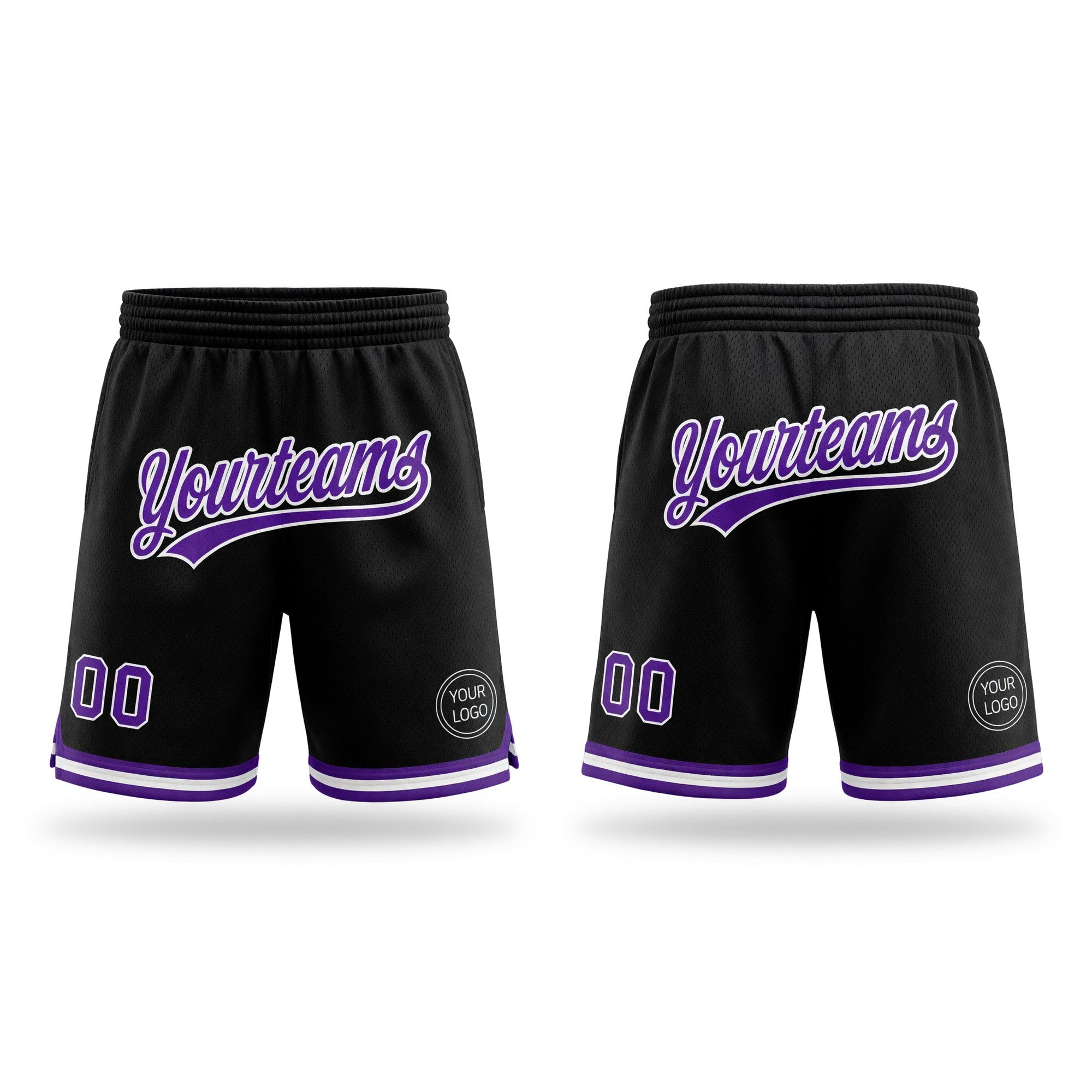 Custom Black Purple-White Authentic Throwback Basketball Shorts