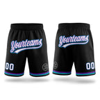 Custom Black White Purple-Teal Authentic Throwback Basketball Shorts