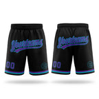 Custom Black Purple-Teal Authentic Throwback Basketball Shorts
