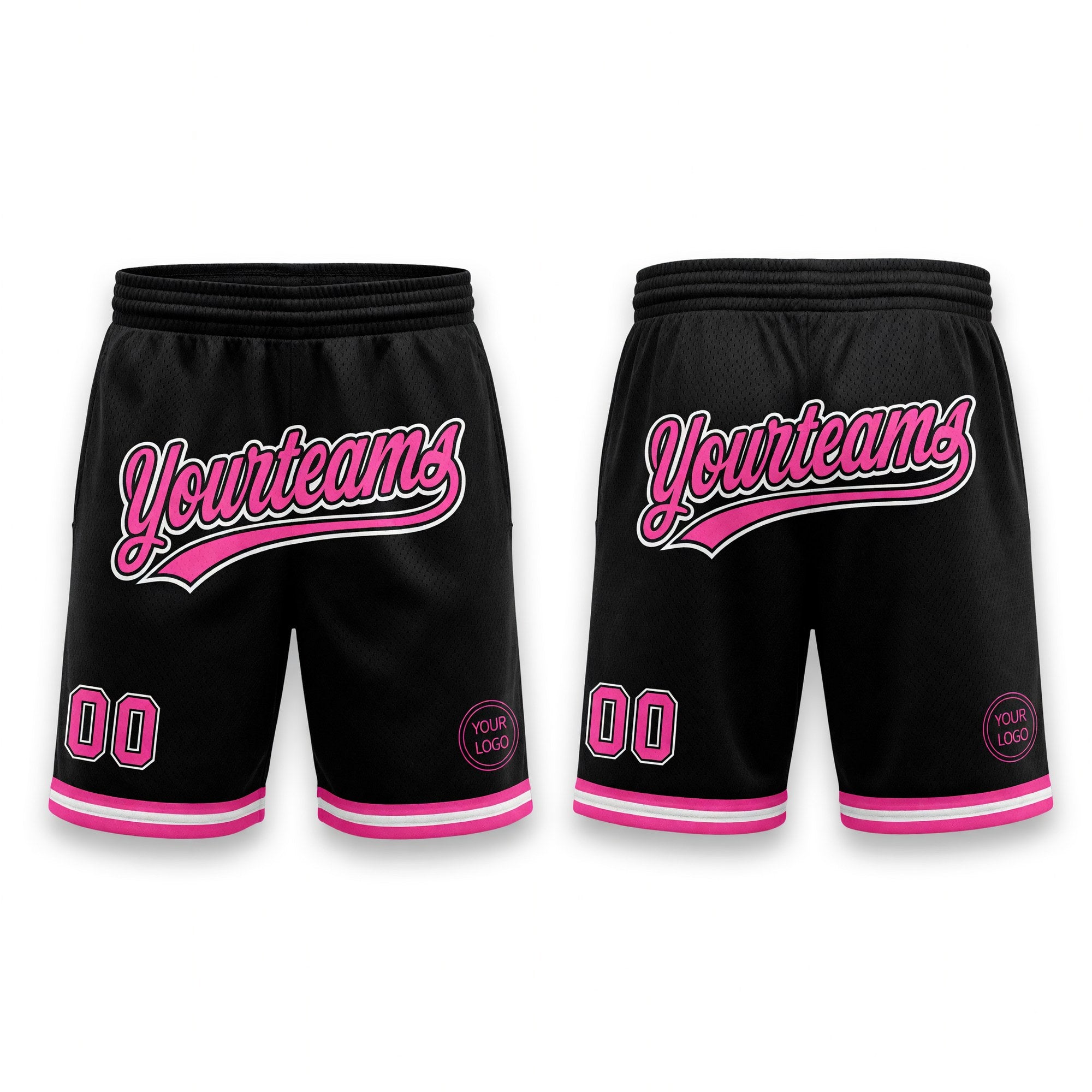 Custom Black Pink-White Authentic Throwback Basketball Shorts
