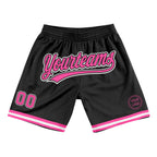 Custom Black Pink-White Authentic Throwback Basketball Shorts photo 1