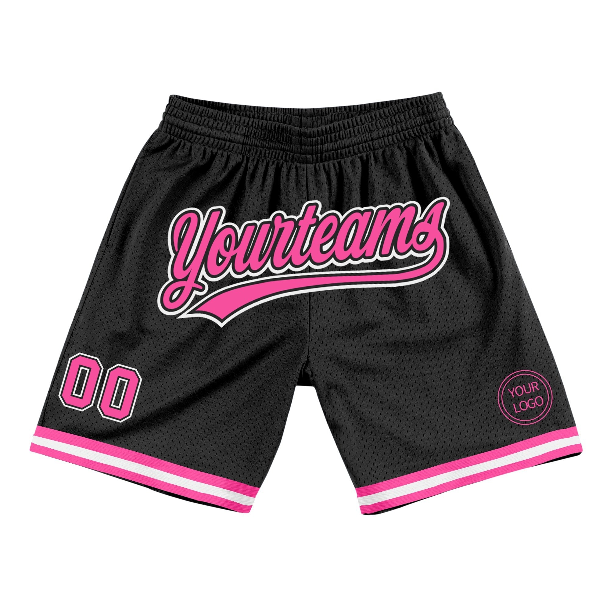 Custom Black Pink-White Authentic Throwback Basketball Shorts photo 1