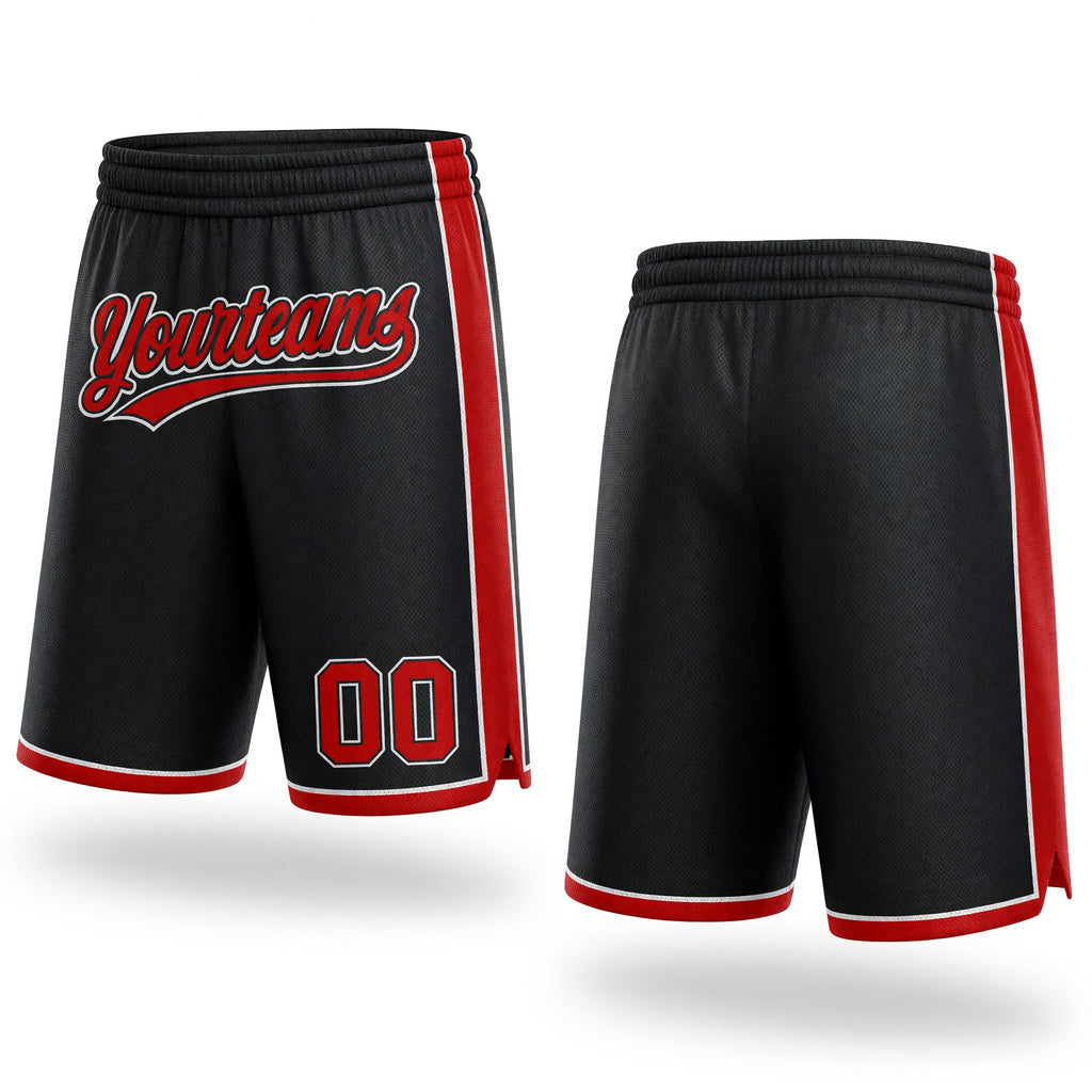 Custom Black Red-White Authentic Basketball Shorts
