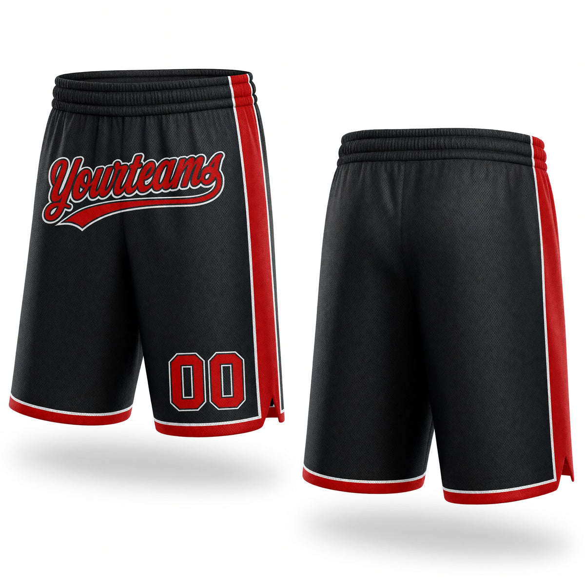 Custom Black Red-White Authentic Basketball Shorts