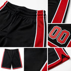 Custom Black Red-White Authentic Basketball Shorts detail