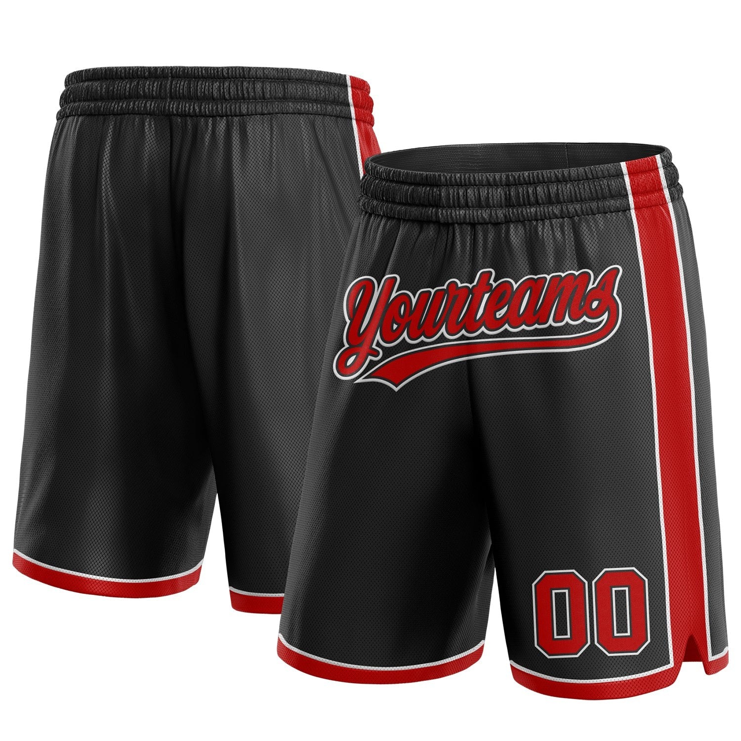 Custom Black Red-White Authentic Basketball Shorts photo 1