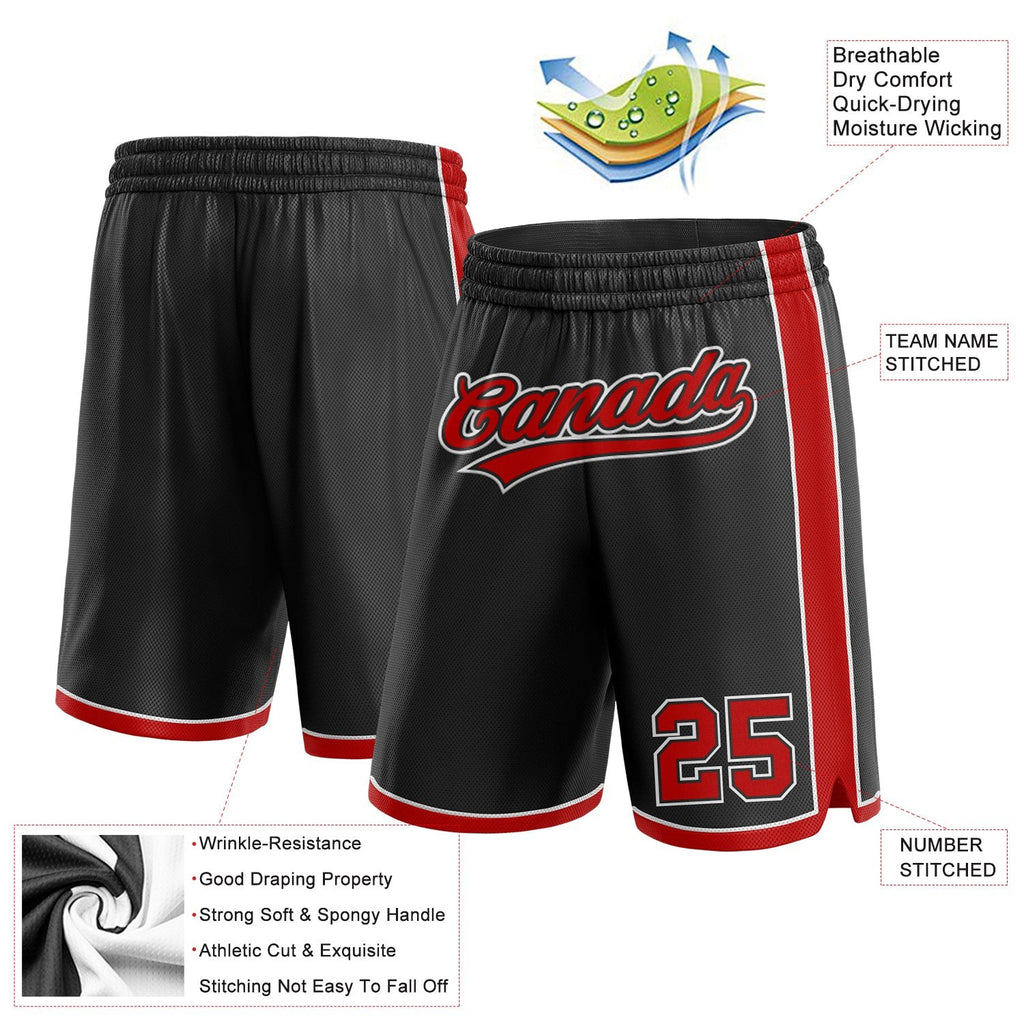 Custom Black Red-White Authentic Basketball Shorts photo 2