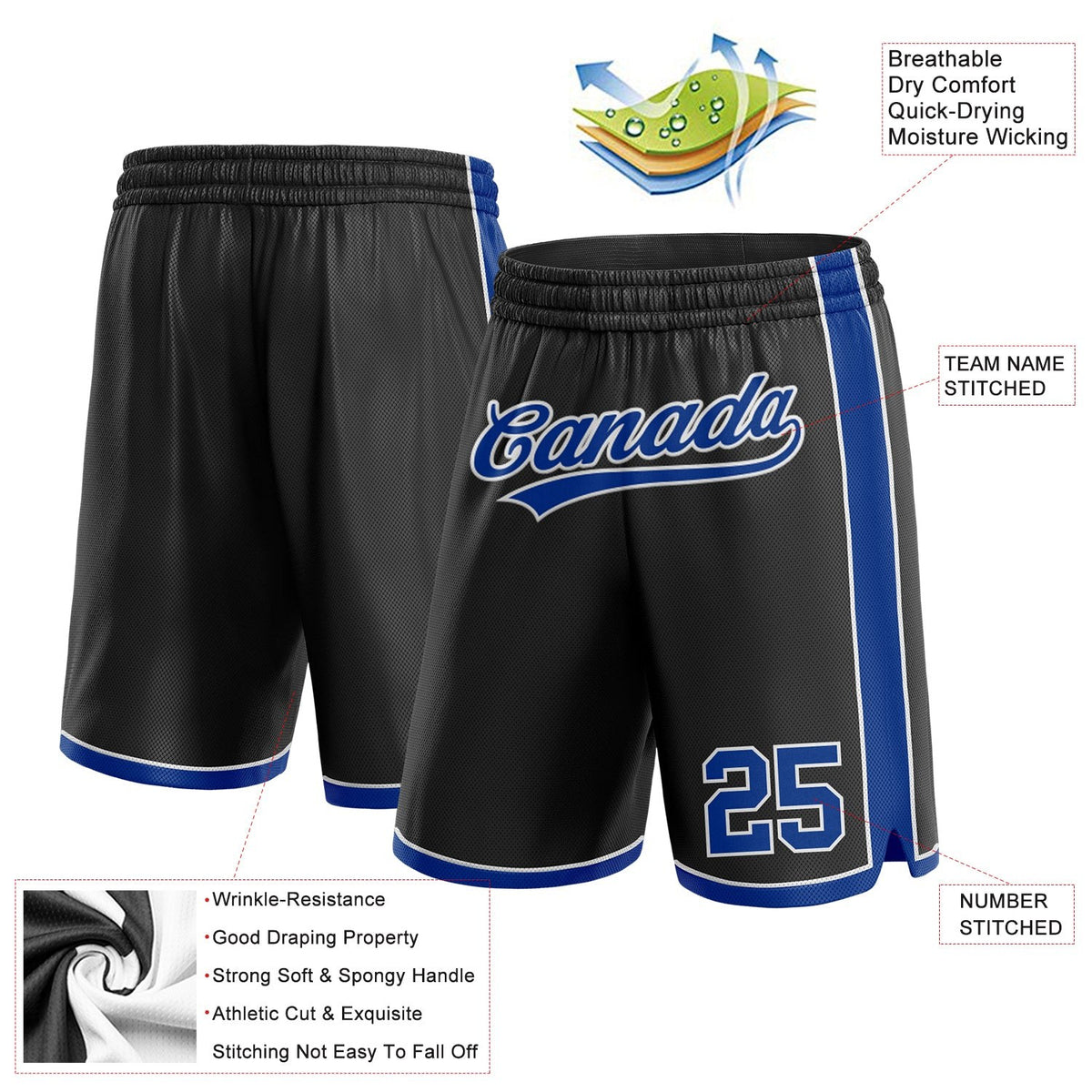 Custom Black Royal-White Authentic Basketball Shorts photo 2