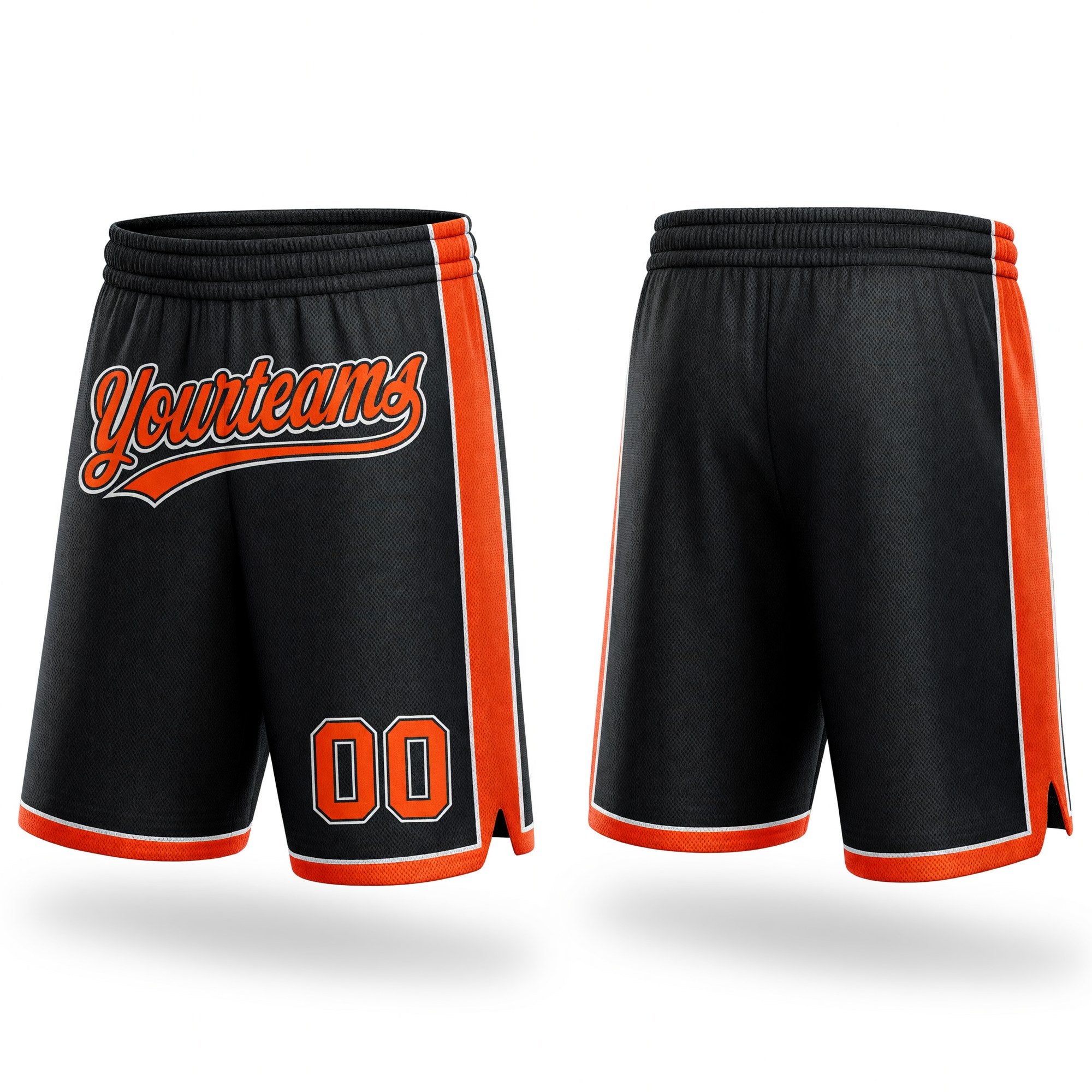 Custom Black Orange-White Authentic Basketball Shorts