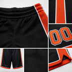 Custom Black Orange-White Authentic Basketball Shorts detail