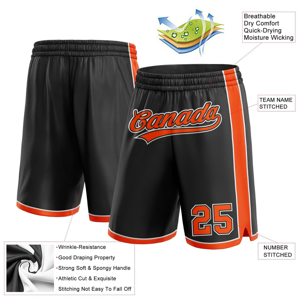 Custom Black Orange-White Authentic Basketball Shorts photo 2