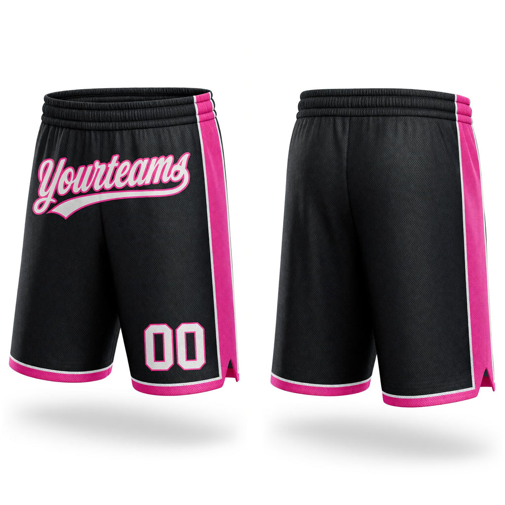 Custom Black White-Pink Authentic Basketball Shorts