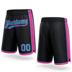Custom Black Sky Blue-Pink Authentic Basketball Shorts