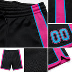 Custom Black Sky Blue-Pink Authentic Basketball Shorts detail