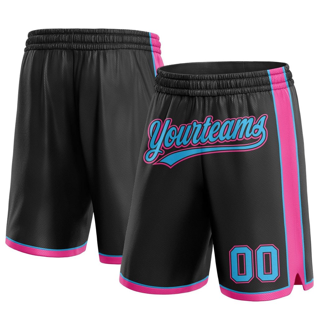 Custom Black Sky Blue-Pink Authentic Basketball Shorts photo 1