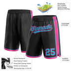 Custom Black Sky Blue-Pink Authentic Basketball Shorts photo 2