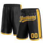 Custom Black Gold-White Authentic Basketball Shorts photo 1