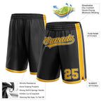 Custom Black Gold-White Authentic Basketball Shorts photo 2