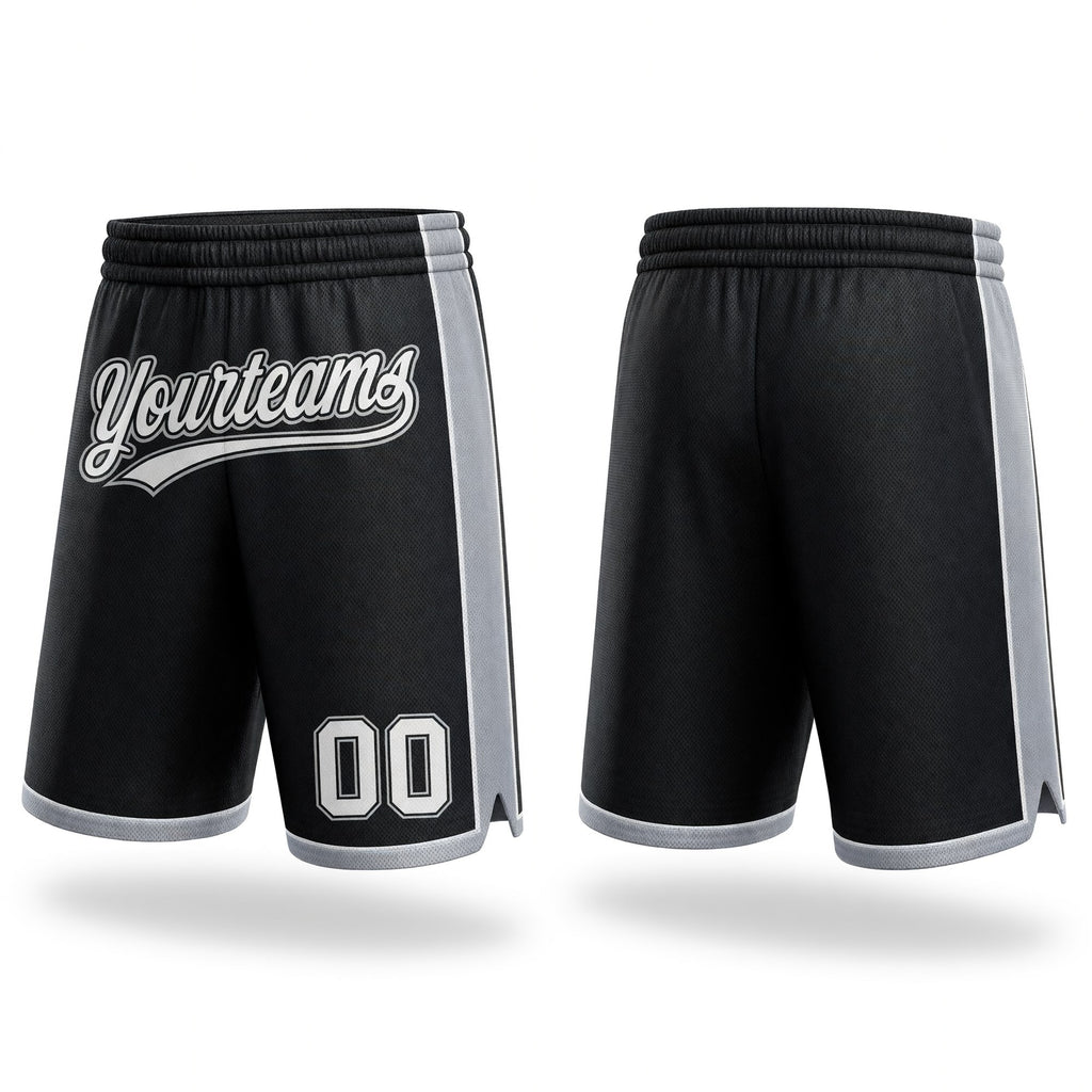 Custom Black White-Gray Authentic Basketball Shorts