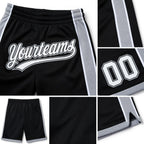 Custom Black White-Gray Authentic Basketball Shorts detail