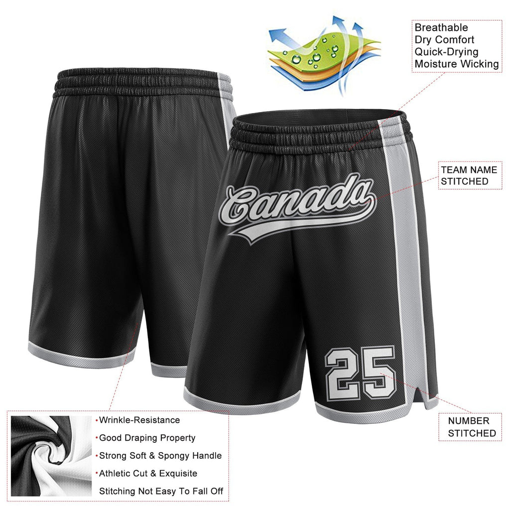 Custom Black White-Gray Authentic Basketball Shorts photo 2