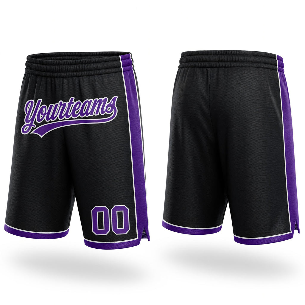 Custom Black Purple-White Authentic Basketball Shorts