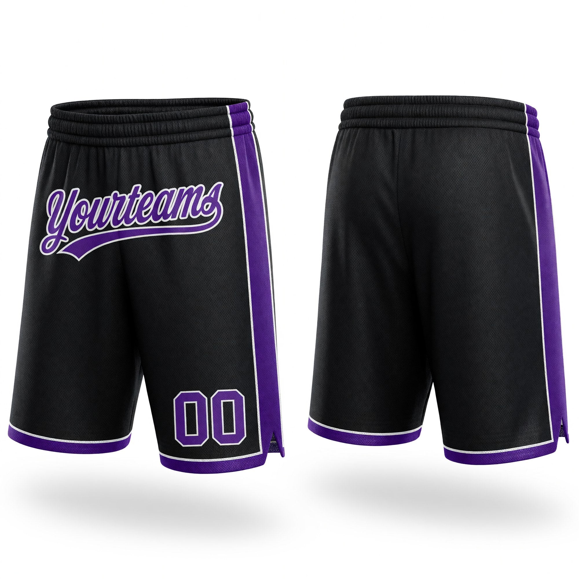 Custom Black Purple-White Authentic Basketball Shorts