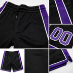 Custom Black Purple-White Authentic Basketball Shorts detail