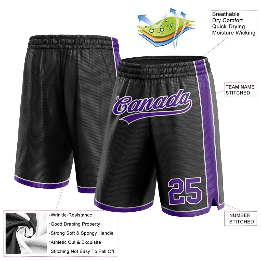 Custom Black Purple-White Authentic Basketball Shorts photo 2