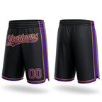 Custom Black Purple-Gold Authentic Basketball Shorts