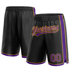 Custom Black Purple-Gold Authentic Basketball Shorts photo 1
