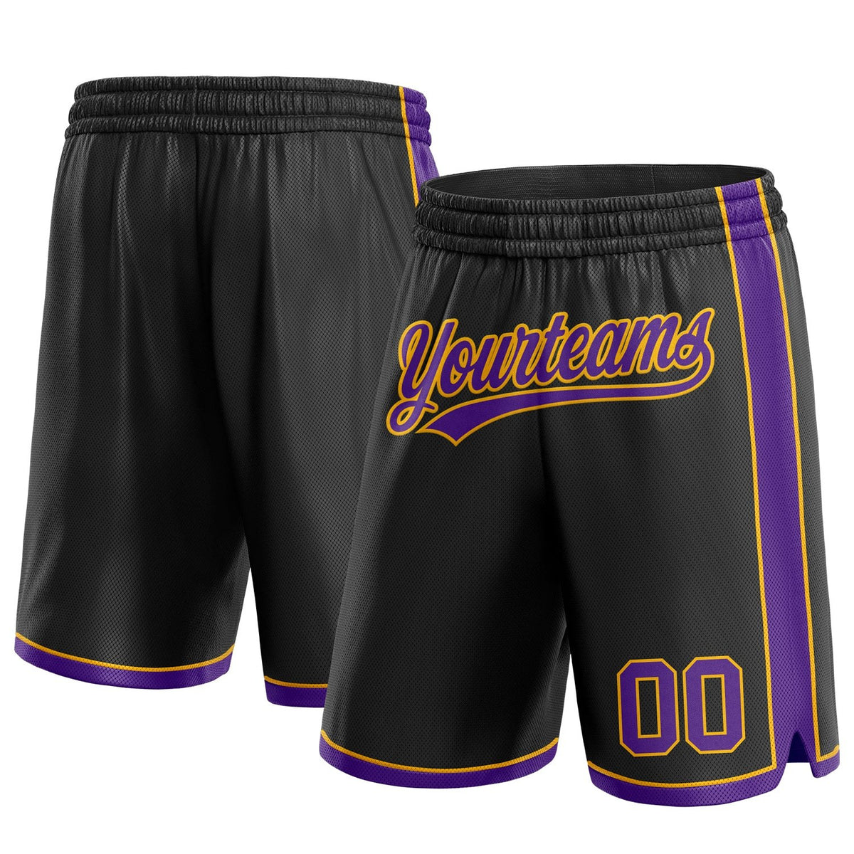 Custom Black Purple-Gold Authentic Basketball Shorts photo 1
