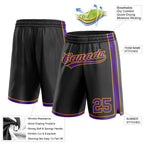 Custom Black Purple-Gold Authentic Basketball Shorts photo 2