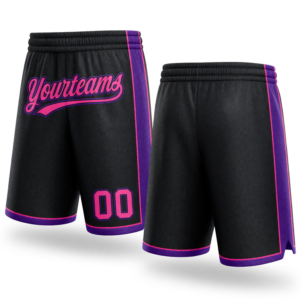 Custom Black Pink-Purple Authentic Basketball Shorts