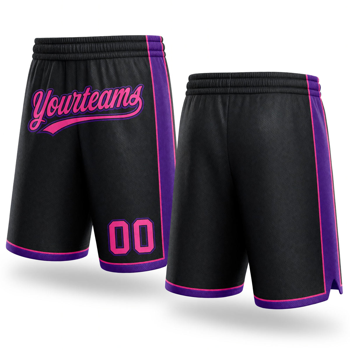 Custom Black Pink-Purple Authentic Basketball Shorts