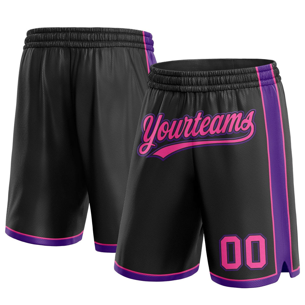 Custom Black Pink-Purple Authentic Basketball Shorts photo 1