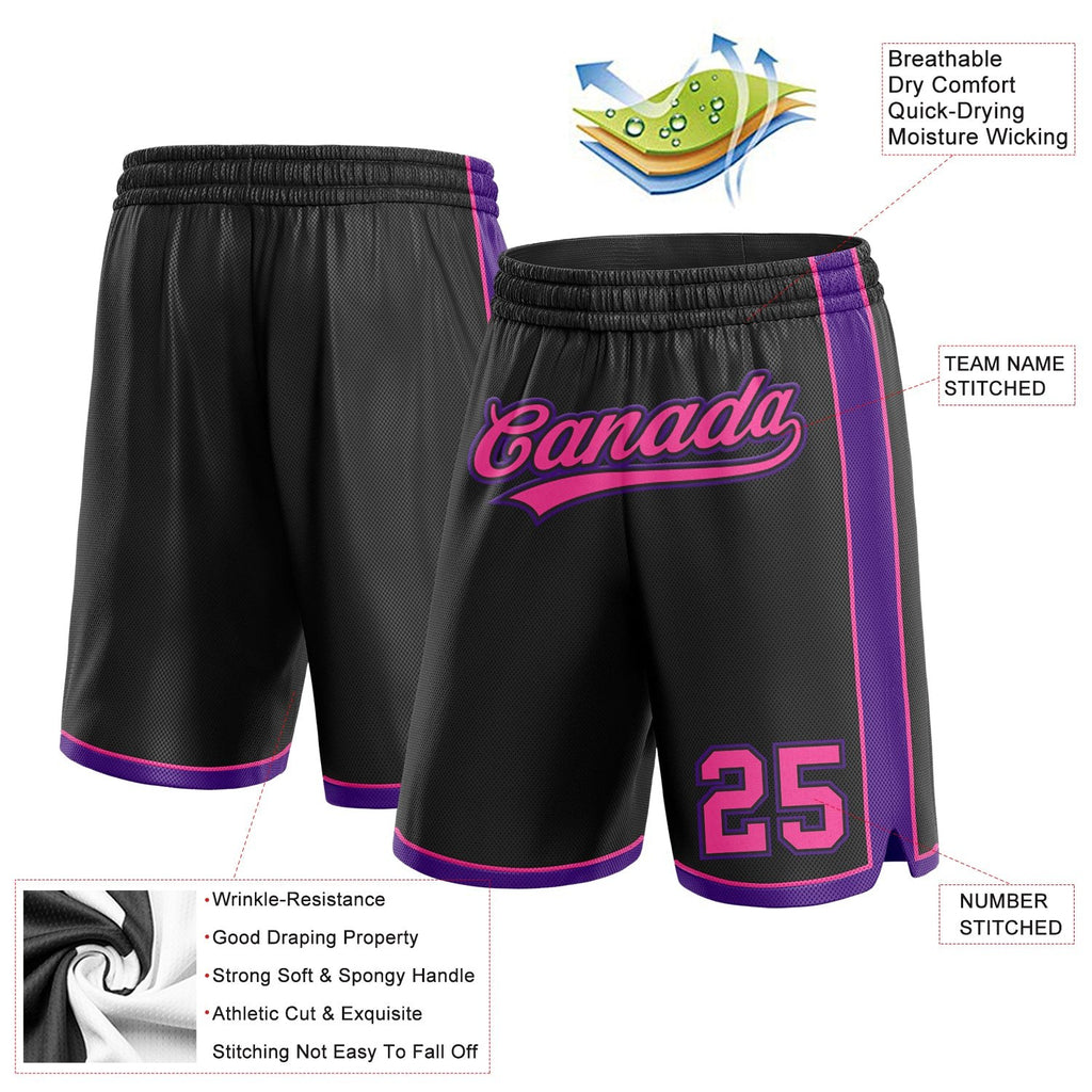 Custom Black Pink-Purple Authentic Basketball Shorts photo 2
